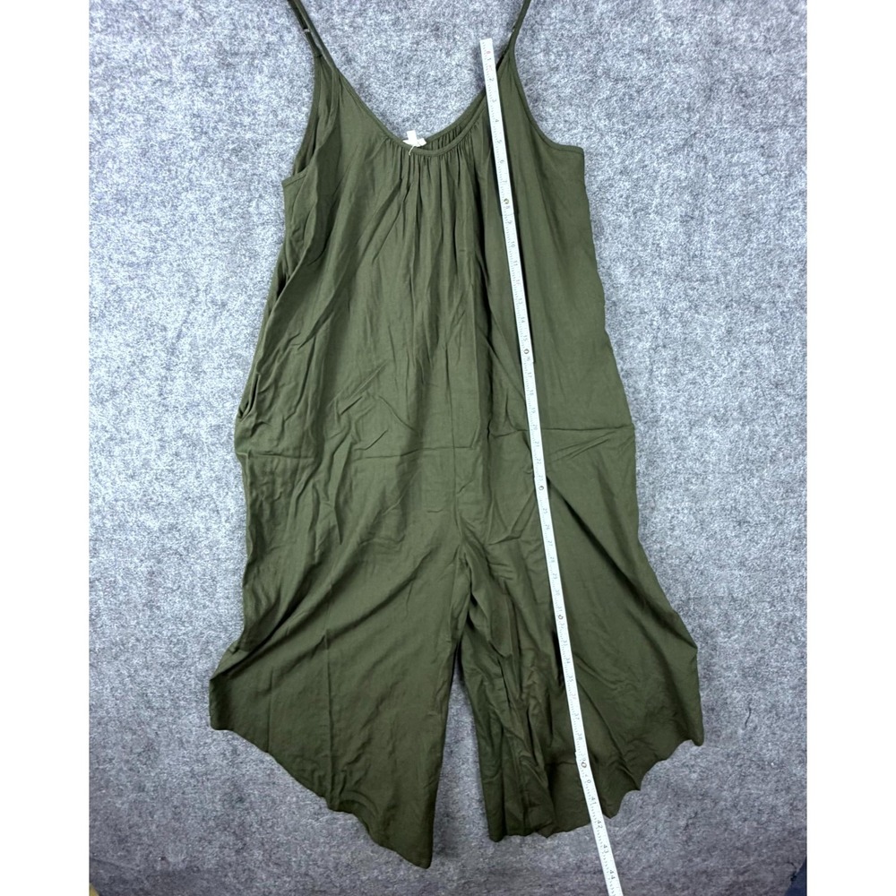 En Creme Jumpsuit Women Large Green Baggy Boho Festival Wide Leg Cropped Flowy - Picture 4 of 7